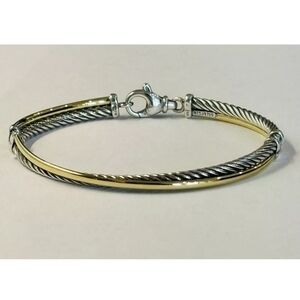 David Yurman Classic Crossover Cable Bracelet Sterling Silver & 18 KT Gold
